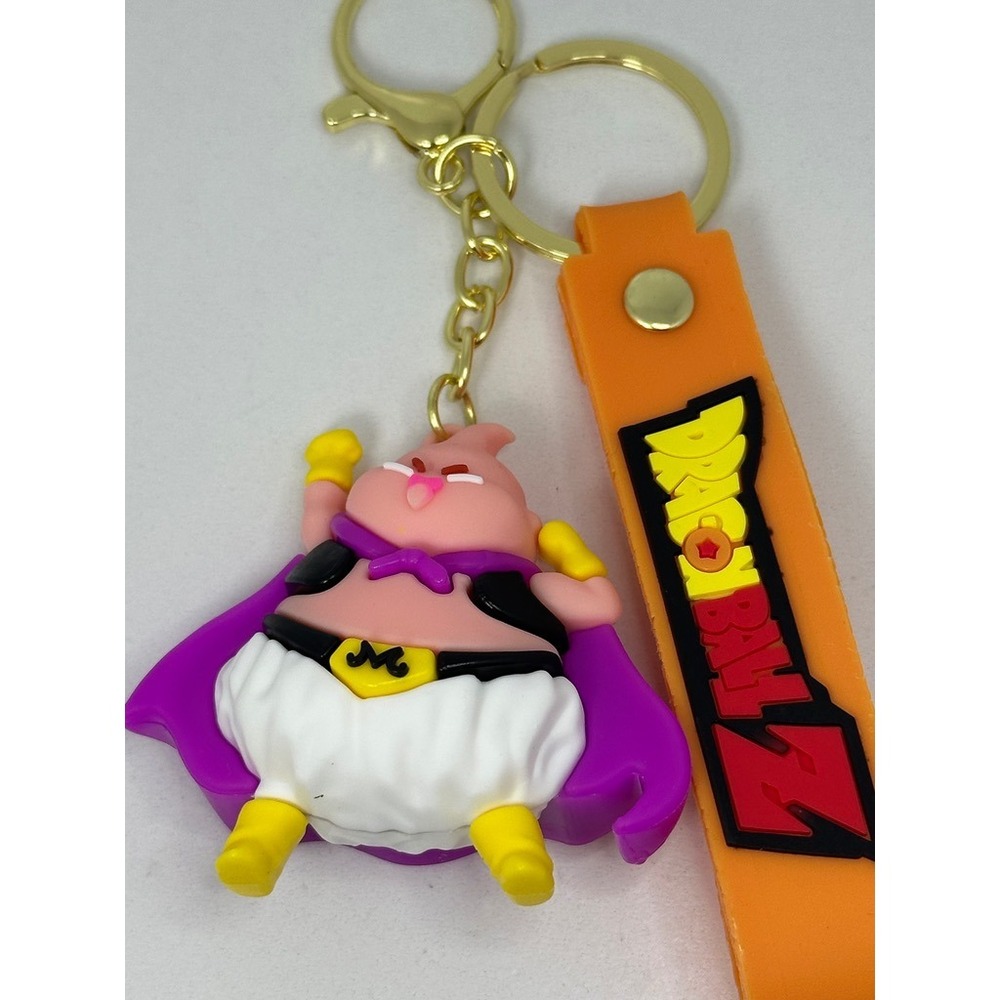 Dragon Ball Z Majin Buu Rubber Keychain Pink Fat Buu Figure with Orange Strap - Picture 4 of 6